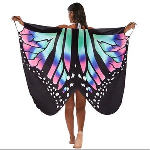 Butterfly tie die ombré beach coverup wrap dress
